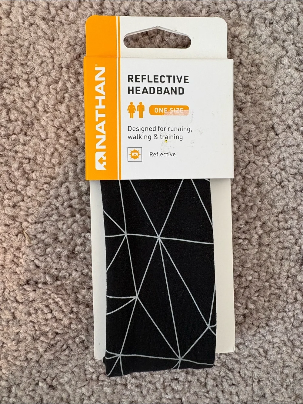 Black Geometric Reflective Performance Headband for Sports